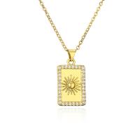 Cubic Zircon Micro Pave Brass Necklace, with 5cm extender chain, Rectangle, plated, fashion jewelry & micro pave cubic zirconia, golden cm [