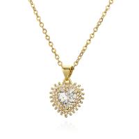 Cubic Zircon Micro Pave Brass Necklace, with 5cm extender chain, Heart, plated, fashion jewelry & micro pave cubic zirconia cm 