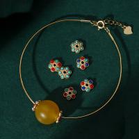 Messing Perlenkappe, mit Harz, Blume, matt vergoldet, DIY, keine, 8mm, Bohrung:ca. 1.5mm, verkauft von PC[