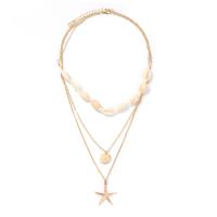 Fashion Multi Layer Necklace, Zinc Alloy, with Shell, gold color plated, fashion jewelry & multilayer & for woman Approx 50 cm 