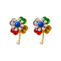 Plastic Pearl Zinc Alloy Earring, with Plastic Pearl & Acrylic, fashion jewelry & for woman, multi-colored 