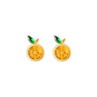 Cubic Zirconia Micro Pave Brass Earring, Orange, fashion jewelry & micro pave cubic zirconia & for woman, yellow [