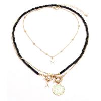 Fashion Multi Layer Necklace, Zinc Alloy, with Seedbead, with 7cm extender chain, gold color plated, three pieces & fashion jewelry & for woman cm 
