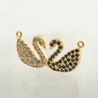 Cubic Zirconia Micro Pave Brass Pendant, Swan, high quality gold color plated, DIY & micro pave cubic zirconia & double-hole Approx 0.1mm 