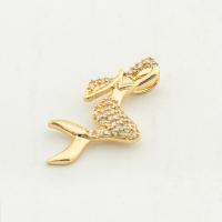 Cubic Zirconia Micro Pave Brass Pendant, Mermaid, high quality gold color plated, DIY & micro pave cubic zirconia Approx 0.3mm [