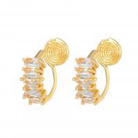 Cubic Zirconia Micro Pave Brass Earring, gold color plated, fashion jewelry & micro pave cubic zirconia & for woman, 18mm 