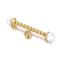 304 Edelstahl Knebelverschluss Zubehör, mit Kunststoff Perlen, Vakuum-Ionen-Beschichtung, DIY, keine, 36x6mm, verkauft von PC