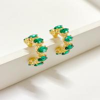 Zinc Alloy Rhinestone Stud Earring, gold color plated, fashion jewelry & for woman, mixed colors, 17mm [