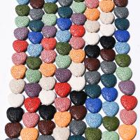 Perles de lave multicolor, lave volcanique, coeur, DIY, couleurs mélangées Vendu par brin