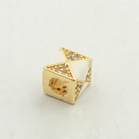 Cubic Zirconia Micro Pave Brass Beads, Square, high quality gold color plated, DIY & micro pave cubic zirconia Approx 0.3mm [