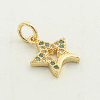 Cubic Zirconia Micro Pave Brass Pendant, Star, high quality gold color plated, DIY & micro pave cubic zirconia Approx 0.3mm 