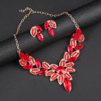 Crystal Jewelry Sets, Zinc Alloy, Stud Earring & necklace, with Crystal, plated, 2 pieces & fashion jewelry & for woman & with rhinestone 60mm Approx 16.54 Inch 