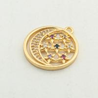 Cubic Zirconia Micro Pave Brass Pendant, high quality gold color plated, DIY & micro pave cubic zirconia & hollow Approx 0.1mm 