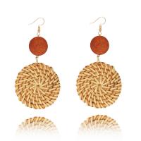 Rattan Earring, Wood, with Rattan, fashion jewelry & for woman 