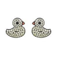 Cubic Zirconia Micro Pave Brass Earring, Duck, real gold plated, fashion jewelry & micro pave cubic zirconia & for woman, mixed colors [