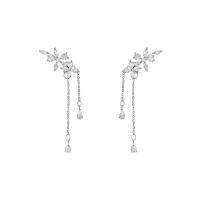 Cubic Zircon Brass Earring, with Cubic Zirconia, silver color plated, fashion jewelry & for woman 