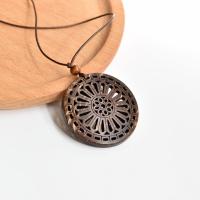 Fashion Necklace Jewelry, Coco, with Wax Cord, Round, fashion jewelry, brown, 40mm cm 