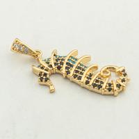 Cubic Zirconia Micro Pave Brass Pendant, Seahorse, high quality gold color plated, DIY & micro pave cubic zirconia Approx 0.3mm 