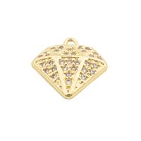 Cubic Zirconia Micro Pave Brass Pendant, Diamond Shape, high quality gold color plated, DIY & micro pave cubic zirconia Approx 0.1mm 