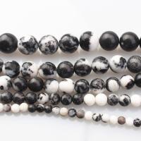 Zebra-Jaspis Perle, Zebra Jaspis, DIY & verschiedene Größen vorhanden, schwarz, Länge:ca. 38 cm, verkauft von Strang