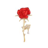 Cubic Zirconia Brooch, Brass, Rose, gold color plated, fashion jewelry & micro pave cubic zirconia [