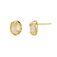 Sterling Silver Stud Earring, 925 Sterling Silver, with White Agate, plated, fashion jewelry & for woman [