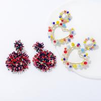 Glass Seed Beads Earring, Seedbead, with Crystal, fashion jewelry & for woman [