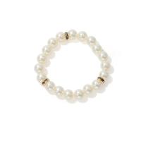 Plastic Pearl Bracelets, fashion jewelry & for woman & with rhinestone, white, Inner Approx 65mm [