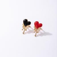 Zinc Alloy Finger Ring, Heart, gold color plated, fashion jewelry & for woman & enamel, two different colored, 1.8cm [