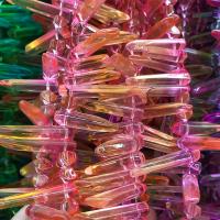 Elektrophorese Plating Quarz Perlen, Natürlicher Quarz, Klumpen, plattiert, zufällig gesendet & DIY, gemischte Farben, 4-7mmx16-30mm, ca. 75PCs/Strang, verkauft von Strang[