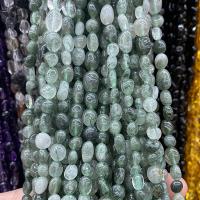 Rutilquarz Perlen, Rutilated Quarz, Klumpen, poliert, DIY, grün, 5x9mm, Länge:ca. 40 cm, verkauft von Strang