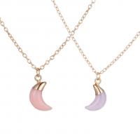 Resin Zinc Alloy Necklace, with Zinc Alloy, with 1.96inch extender chain, Moon, handmade, fashion jewelry & for woman Approx 15.74 Inch 