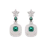 Cubic Zirconia Micro Pave Brass Earring, silver color plated, fashion jewelry & micro pave cubic zirconia & for woman 