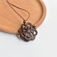 Collar De Perlas De Joyería, Coco, con Cordón de cera, Flor, marrón, 4mm, longitud:44 cm, Vendido por UD