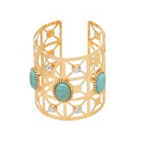 Zinc Alloy Cuff Bangle, with turquoise, fashion jewelry & for woman & with rhinestone Inner Approx 55mm [