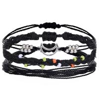 Nylon Cord Bracelets, Wax Cord, with Zinc Alloy, handmade, three pieces & Bohemian style & adjustable & for woman Approx 15-30 cm 