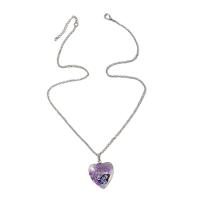Glass Zinc Alloy Necklace, with Glass, Heart, for woman Approx 47-52 cm [