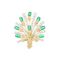 Brass Brooch Finding, real gold plated, fashion jewelry & micro pave cubic zirconia & for woman, mixed colors [