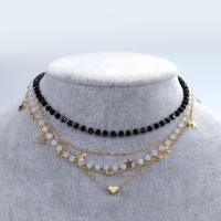 Fashion Multi Layer Necklace, Brass, with Crystal, gold color plated, fashion jewelry & for woman Approx 11.8-15.7 Inch 