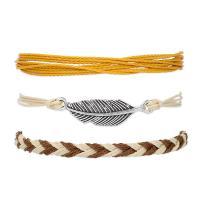 Fashion Create Wax Cord Bracelets, with turquoise & Zinc Alloy, three pieces & Bohemian style & Unisex Approx 5.5-11.8 Inch [
