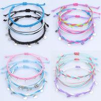 Fashion Create Wax Cord Bracelets, with Zinc Alloy, Bohemian style & for woman Approx 5.9-8.7 Inch [