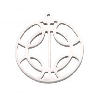 Stainless Steel Hollow Pendant, 304 Stainless Steel, Flat Round, Vacuum Ion Plating, fashion jewelry & DIY [