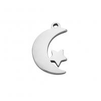 Stainless Steel Pendants, 304 Stainless Steel, Moon and Star, Vacuum Ion Plating, fashion jewelry & DIY 