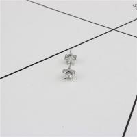 Cubic Zircon (CZ) Stud Earring, Zinc Alloy, with Cubic Zirconia, Star, silver color plated, for woman 