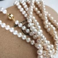 Пресноводные перлы ожерелье цепи свитера, Пресноводные жемчуги, с Медный сплав, 14K позолоченный, ювелирные изделия моды & различной длины для выбора & Женский, белый, 6-7mm, продается PC[