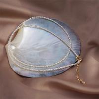Freshwater Pearl Brass Necklace, with Copper Alloy, fashion jewelry & for woman, white Approx 40 cm 