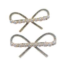 Hair Slide, Zinc Alloy, with Plastic Pearl, plated, fashion jewelry & for woman & with rhinestone [