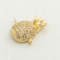 Cubic Zirconia Micro Pave Brass Connector, Pineapple, high quality gold color plated, DIY & micro pave cubic zirconia Approx 0.1mm 