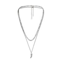 Fashion Multi Layer Necklace, 304 Stainless Steel, with 1.97inch extender chain, Wolf Tooth, polished, Double Layer & fashion jewelry & for man Approx 19.69 Inch, Approx 23.62 Inch 
