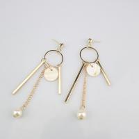 Plastic Pearl Zinc Alloy Earring, with Shell & Plastic Pearl, gold color plated, for woman, 80mm 